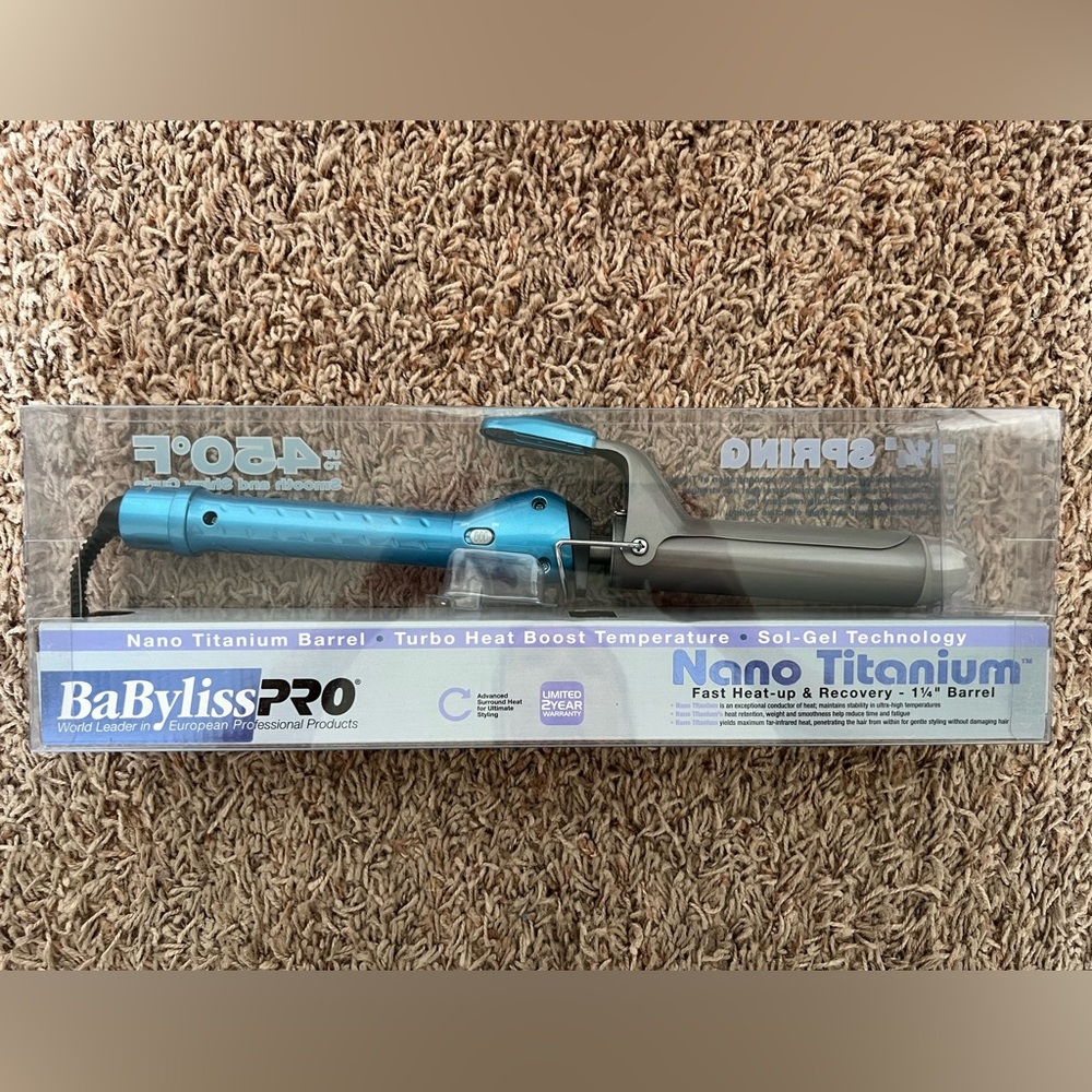 BaByliss Pro Nano Titanium Hair Curler - Blue and Silver